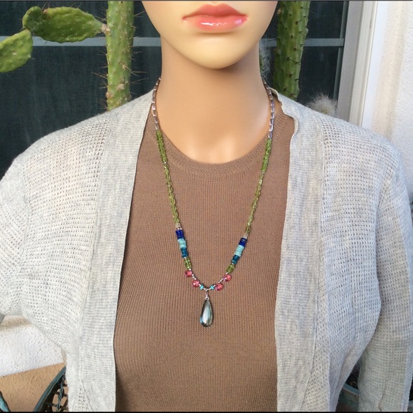 Handcrafted Sundance charm Sterling Silver Multi Stone Necklace Stunning NEW - Picture 4 of 10